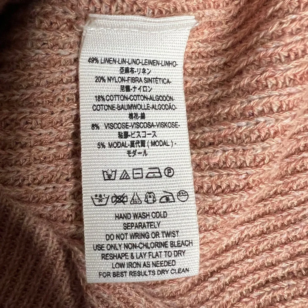 Free People Alana Knit Sweater Cropped Boxy Fit Peach‎ Brown Size Medium